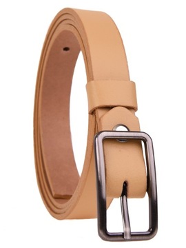 SKÓRZANY Pasek damski 2cm CIELISTY