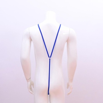 ch-Men Buckle Y Shape Harness Bodysuit Costume Blue