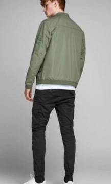 M8C101 JACK AND JONES MĘSKIE CZARNE SPODNIE BOJÓWKI CARGO 31/30