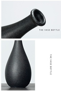 ЧЕРНАЯ КЕРАМИЧЕСКАЯ УЗКАЯ ВАЗА-БУТЫЛКА С СОВРЕМЕННОЙ СТРУКТУРОЙ ПАМПАС