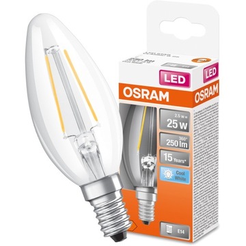 Żarówka LED ŚWIECZKA E14 2,5W 4000K Filament OSRAM