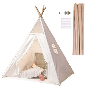 TIPI NAMIOT DLA DZIECI TEEPEE GIRLANDA PRYWATNA PRZESTRZEŃ ZABAWKA PREZENT