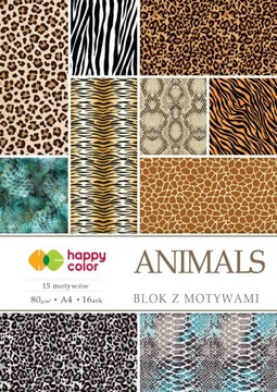 Blok Happy Color A4 80g 15 ark z motywami Animals