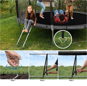 НАЗЕМНЫЙ АНКЕР, 4 ШТ., ДЛЯ БАТУТА, КАЧЕШЕЙ, С 4 РЕГУЛИРУЕМЫМИ ЛЕНТАМИ