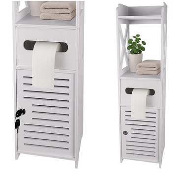 SZAFKA ŁAZIENKOWA STOJĄCA UCHWYT NA PAPIER TOALETOWY REGAŁ SŁUPEK NA KLUCZ