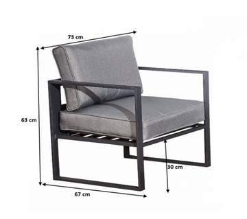 Fotel Ogrodowy MOSTRARE Wygodny Na Taras Balkon Patio Aluminium