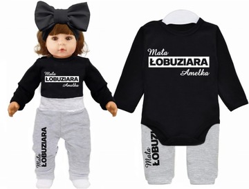 Komplet body spodnie Mała ŁOBUZIARA IMIĘ 98