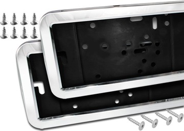 RAMKI POD TABLICE REJESTRACYJNA METAL CHROM 2 SZT ramki do tablic KPL RAMKA