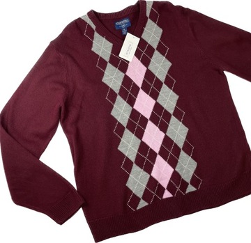 Sweter męski bordowy romb AEROPOSTALE r. XL