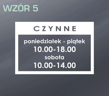 Naklejka godziny otwarcia 30x20cm różne kolory
