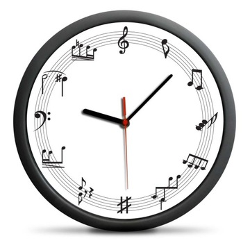 ZEGAR ŚCIENNY MUZYCZNY Z NUTAMI CICHY MECHANIZM