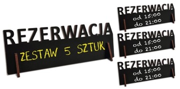 5 SZT - 1 SZT 9,59 NETTO REZERWACJA TABLICZKA KREDOWA STOJAK NA STOLIK