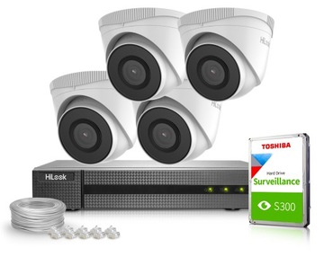 Zestaw do monitoringu HiLook NVR-4CH-4MP/4P, 4x IPCAM-T2, 1TB, Akcesoria