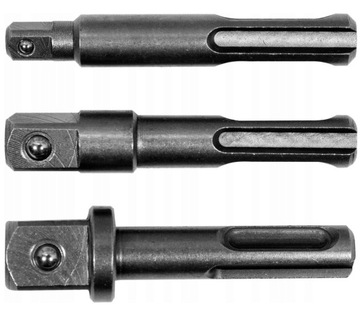 3 x adapter kwadrat - SDS PLUS 1/4 3/8 1/2