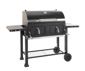 SOLIDNY GRILL WĘGLOWY Z 2 KOMORAMI LANDMANN KOMFORT XL ŻELIWNY RUSZT