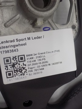 BMW F40 F44 G20 VOLANT KŮŽE M-P OHŘÍVAČ