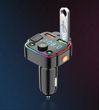 FM-ПЕРЕДАТЧИК BLUETOOTH 5.0 ЗАРЯДНОЕ УСТРОЙСТВО QC 3.0 PD 20 Вт RGB 2x USB USB-C