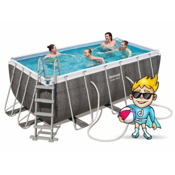 Basen Stelażowy Ogrodowy Prostokątny 412x201x122cm BESTWAY Zestaw 17w1