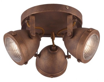 Lampa sufitowa 3 reflektory rdza rustykalna FRODO