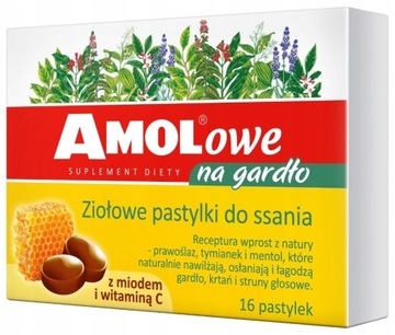AMOLowe na gardło pastylki z miodem witaminą C 16