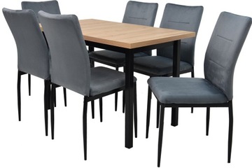 DREWNIANY stół 70x120 rozkładany do 160cm blat DĄB ARTISAN i 6 krzeseł