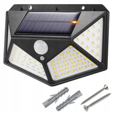 LAMPA SOLARNA Z CZUJNIKIEM ZMIERZCHU RUCHU KINKIET ELEWACYJNA NAŚCIENNA