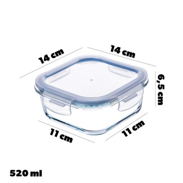 НАБОР ПИЩЕВЫХ КОНТЕЙНЕРОВ, СТЕКЛЯННАЯ КРЫШКА, КВАДРАТНАЯ КОРОБКА, 3 шт.