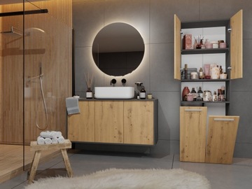 SZAFKA REGAŁ 60 SŁUPEK NEL DK 2K KOSZ ANTRACYT DĄB ARTISAN