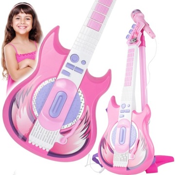 GITARA ELEKTRYCZNA + MIKROFON KARAOKE NA STATYWIE INSTRUMENT DLA DZIECI