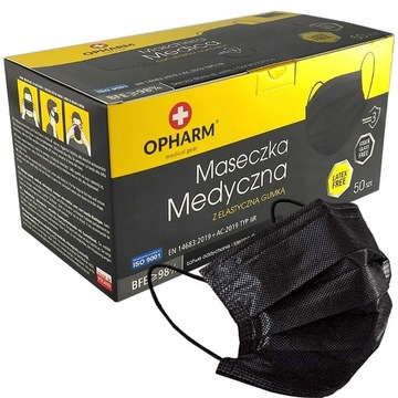 Maska Medyczna Opharm 50 sztuk pudełko czarna