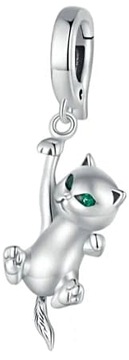 MD charms zawieszka wisiorek kot zielone oczy S925