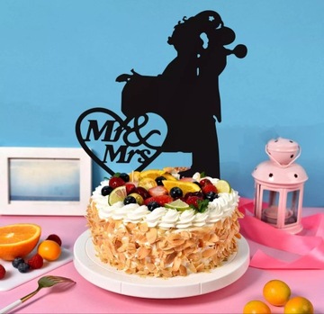 TOPPER NA TORT Mr&Mrs, CZARNY 25,5cm