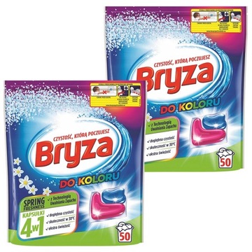 Bryza Zestaw Kapsułki do Prania Koloru Spring Freshness 2x50 Sztuk 100 Prań