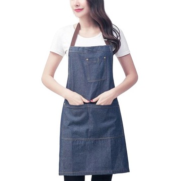 Jeansowy fartuch roboczy z kieszeniami Denim