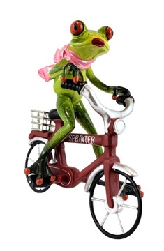 FIGURKA PANI ŻABA NA CZERWONYM ROWERZE 16 cm