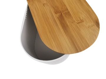 КОНТЕЙНЕР ДЛЯ ХЛЕБА С КРЫШКОЙ БАМБУКОВАЯ ДОСКА, СТАЛЬ, БЕЛЫЙ WZ03