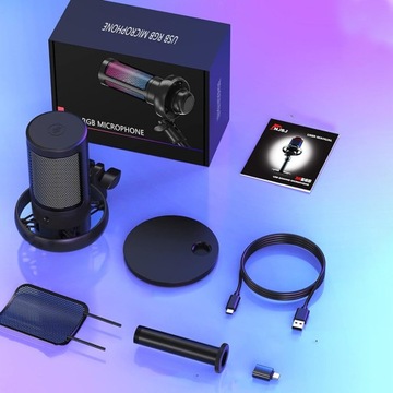 RGB МИКРОФОН С КНОПКОЙ ОТКЛЮЧЕНИЯ ДЛЯ ИГР И ПРЯМОЙ ТРАНСЛЯЦИИ