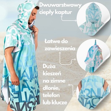 Poncho surf kite plażowe sportowe dla dorosłych