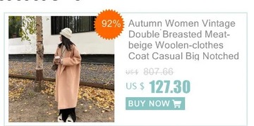 Korean Women Contrast Color Long Wool Coat Loose C