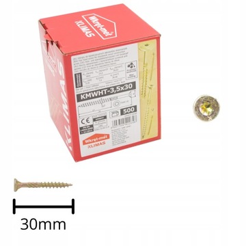 WKRĘTY CIESIELSKIE DO DREWNA KMWHT TORX ŁEB STOŻKOWY 3,5x30 TORX 500szt