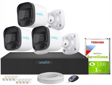 Monitoring IP 3 Kamery Zewnętrzne NVR PoE IR30 1TB