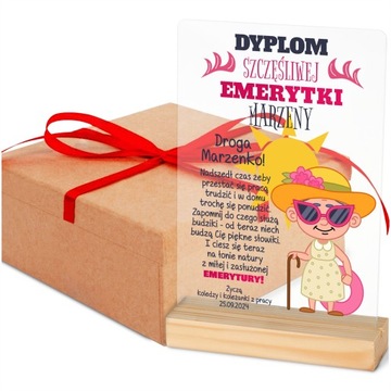 STATUETKA DYPLOM PREZENT NA EMERYTURĘ DLA EMERYTA EMERYTKI PAMIĄTKA Y4