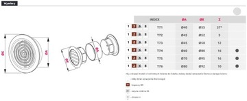 AWENTA T72 MINI-AWENT ДВЕРНАЯ РЕШЕТКА FI52 БЕЛАЯ
