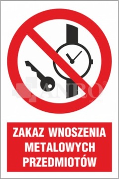 Naklejka ZAKAZ WNOSZENIA METALOWYCH PRZEDMIOTÓW