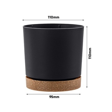 Круглый цветочный горшок с основанием Tubo W 10.8 АНТРАЦИТ