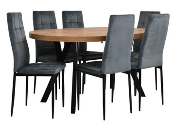 6x tapicerowane krzesła LOFT stół owalny do SALONU