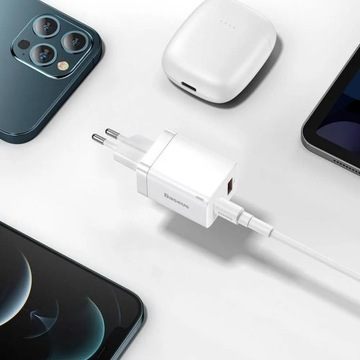 Зарядное устройство BASEUS USB + Type C Compact Super Si Pro PD 30W белое CCS