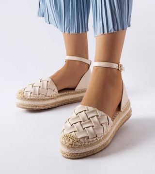 Beżowe espadryle damskie buty sandały 41