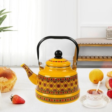 Чайник 2,5 л, фарфоровый, эмалированный, желтый, стиль B