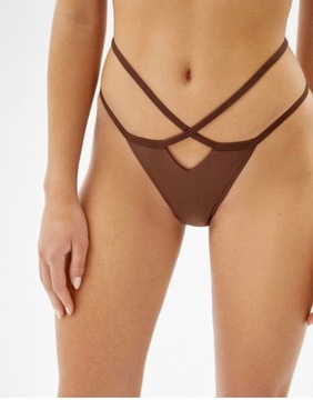 BERSHKA KOSTIUM DÓŁ MAJTKI BIKINI WYCIĘCIA PASKI S 36